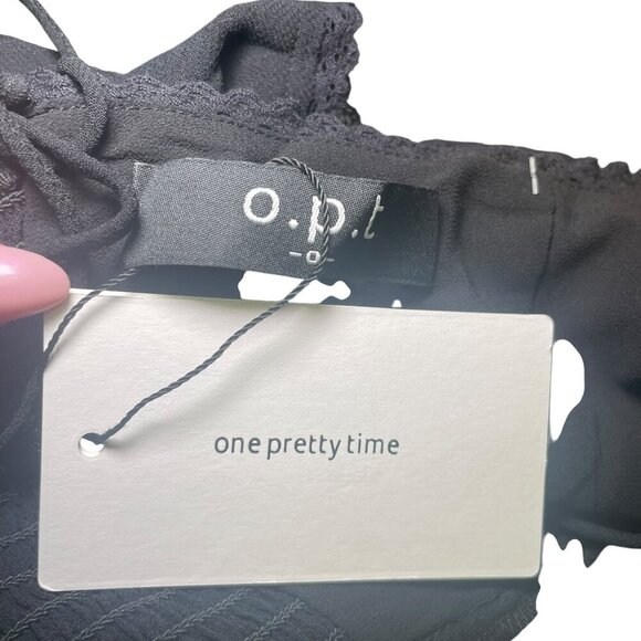 OPT One Pretty Time Black Elodie Peplum Top Size 0 NWT Adjustable Straps - Picture 5 of 7